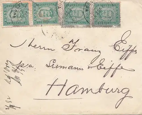 Portugal: 1892: Lettre à Hambourg. MeF
