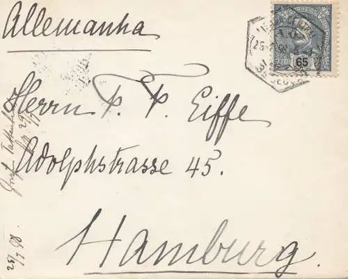 Portugal: 1898 Brief nach Hamburg, EF