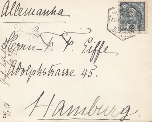 Portugal: Lettre de 1898 à Hambourg, EF