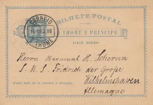Portugal: 1889 Affaire complète - S. Thome d'après Wilhelmshaven