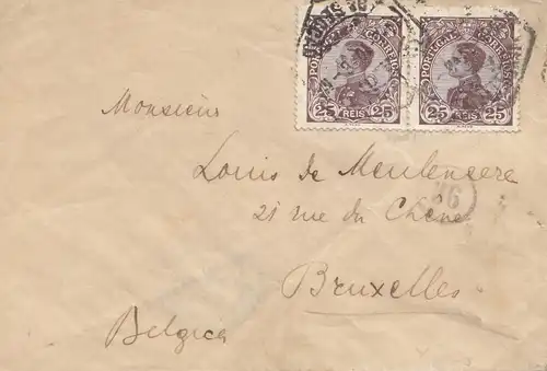 Portugal: 1910: Lettre à Bruxelles.