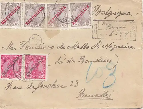 Portugal: 1912: Einschreiben nach Brüssel