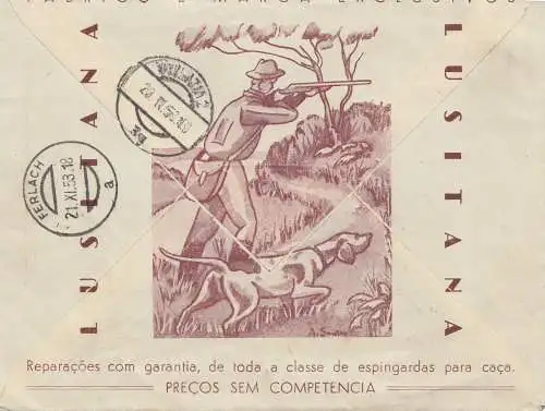 Portugal: 1953: Aéroport de Lisboa vers Ferlach/Autriche, chasseur en arrière