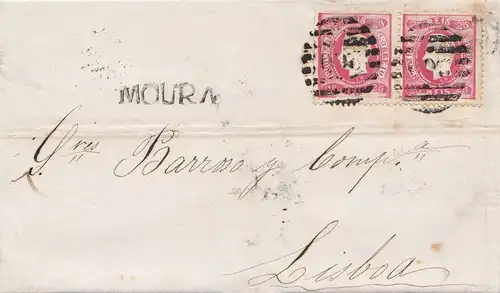 Portugal: 1871: Moura à Lisboa, lettre de deuil