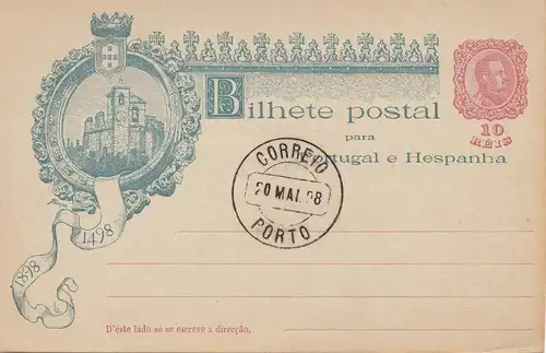Portugal: entier 1898 Stamp Porto.