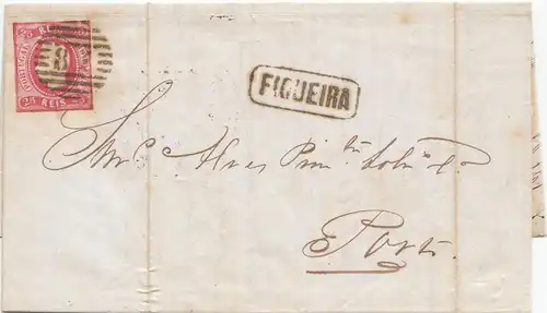 Portugal: 1867 Brief von Figueira nach Porto
