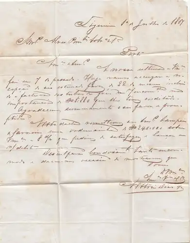 Portugal: 1867 Brief von Figueira nach Porto