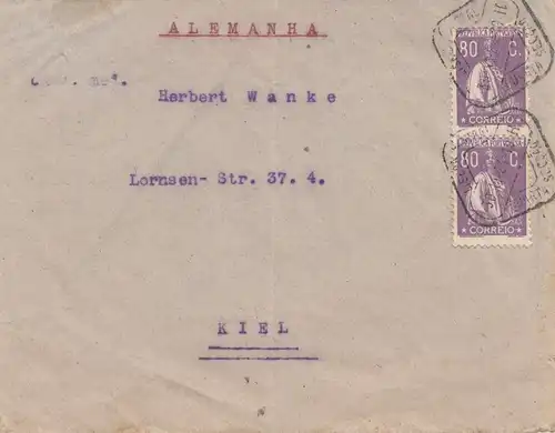 Portugal: 1924 Brief nach Kiel