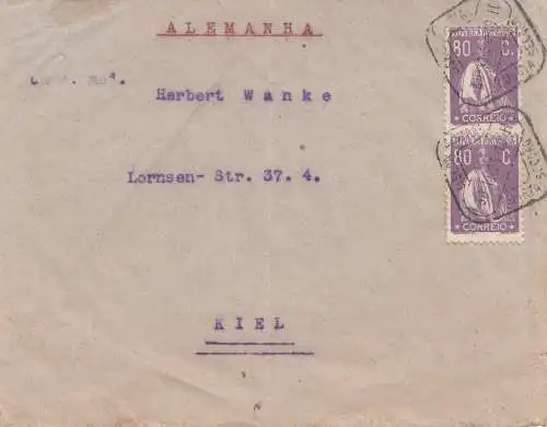 Portugal: 1924 Lettre à Kiel.