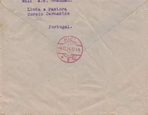 Portugal: 1924 Brief nach Kiel