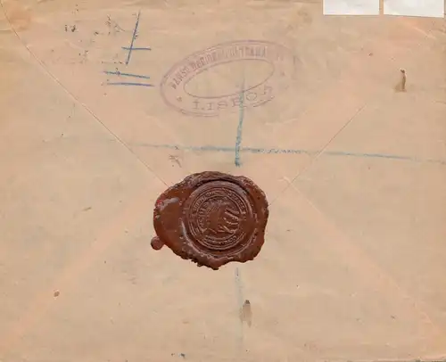 Portugal: 1947: Lettre recommandé à Lisbon, Perfin