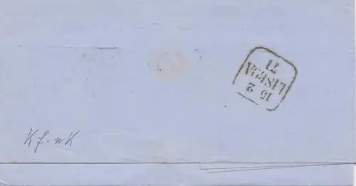 Portugal: 1871: Lettre d'Evora à Lisboa