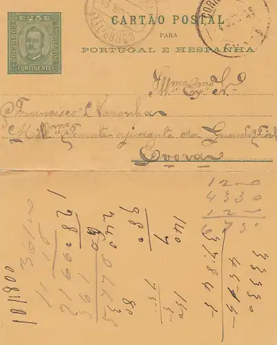Portugal: 1895: Lettre de carte.