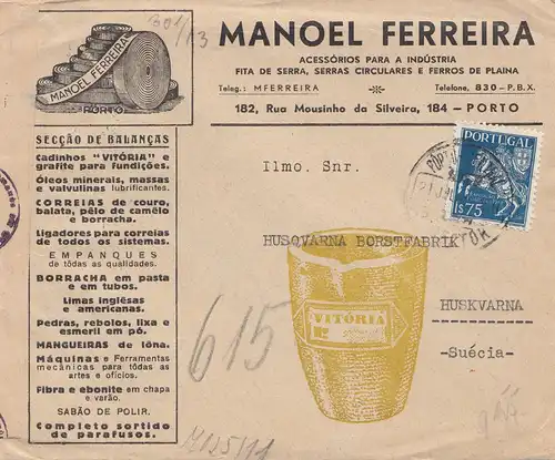 Portugal: 1944: Brief aus Porto in die Schweiz mit Zensur