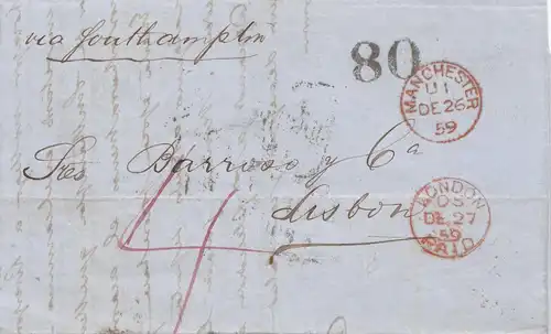 Portugal: 1859: Manchester-Londres vers Lisboa