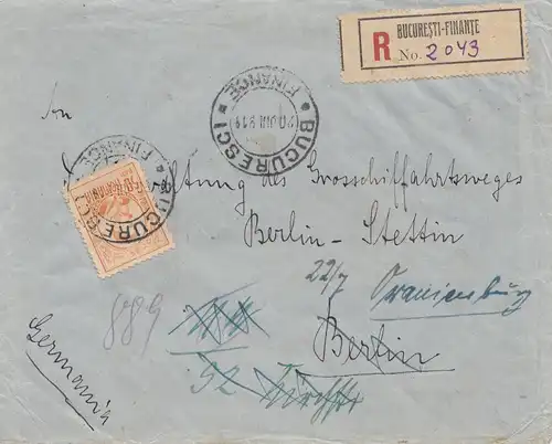 Roumanie: 1914: Lettre recommandé Bucureestci à Oranienburg
