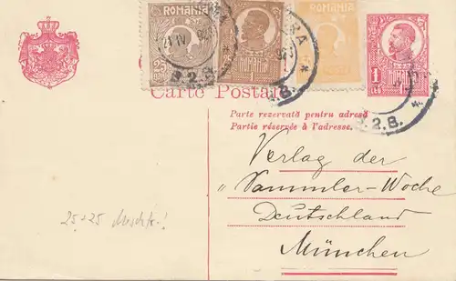 Roumanie: 1892: entier à Munich. .