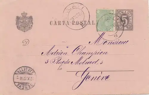 Roumanie: 1892: Balati à Genève