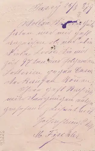 Roumanie: 1879: entier après Chemnitz