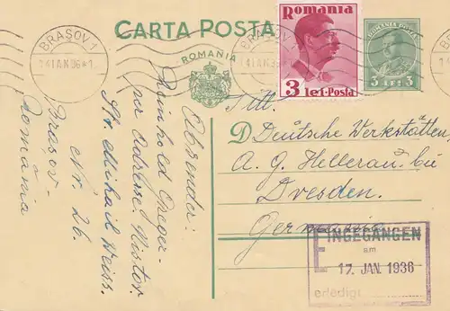 Rumänien: 1936: Brasov nach Hellerau