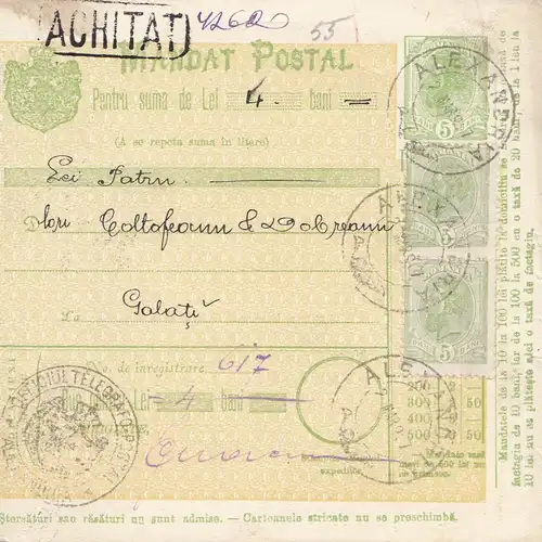 Roumanie: 1907: Alexandrie à Galati