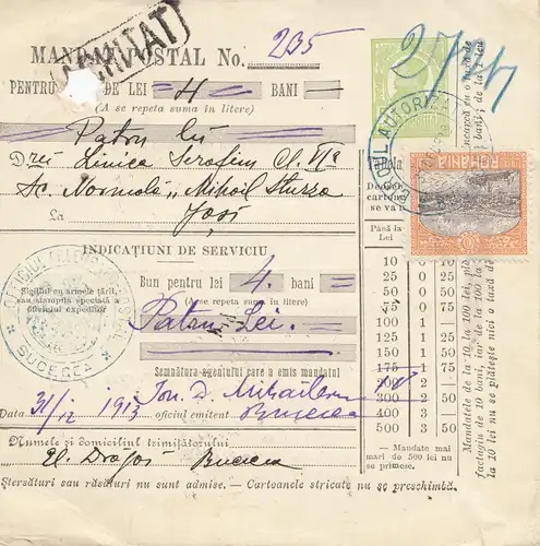 Rumänien: 1913 Biroul-Autorizat nach Jasi