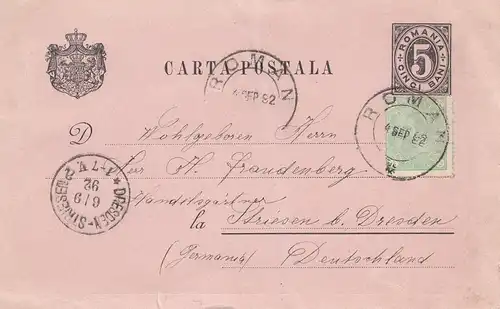 Roumanie: 1892: Roman d'après Dresde