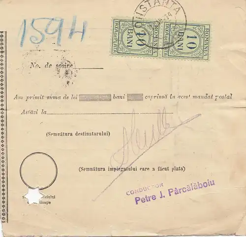 Roumanie: Mandat du Postal Bucaresti à Constanta en 1913