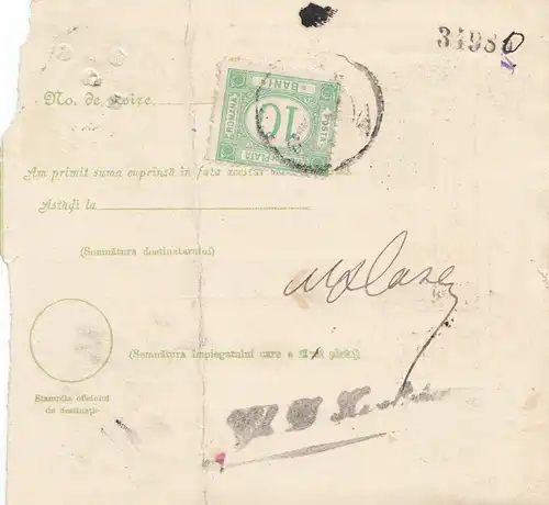 Rumänien: Mandat Postal 21.03.1907 Alexandria nach Bucaresti