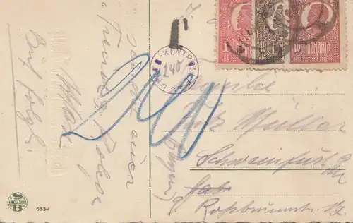 Roumanie: Carte avec supplément pour Schweinfurth