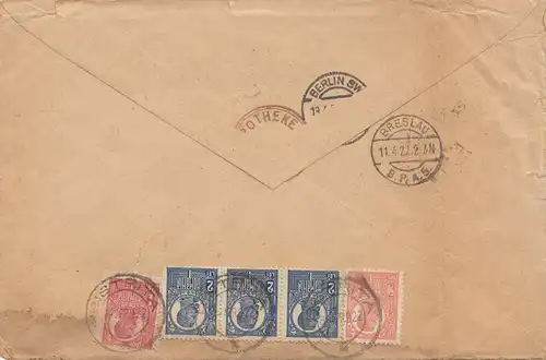 Roumanie: 1922: Suggestion d'une lettre recommandée AFFAIRE BISTRITA SUR LE Bahnpost, à Berlin