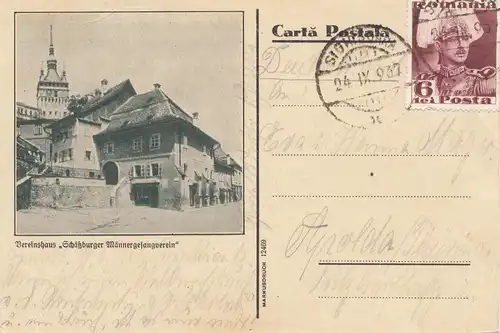 Rumänien: 1937: Ansicht Vereinshaus nach Apolda