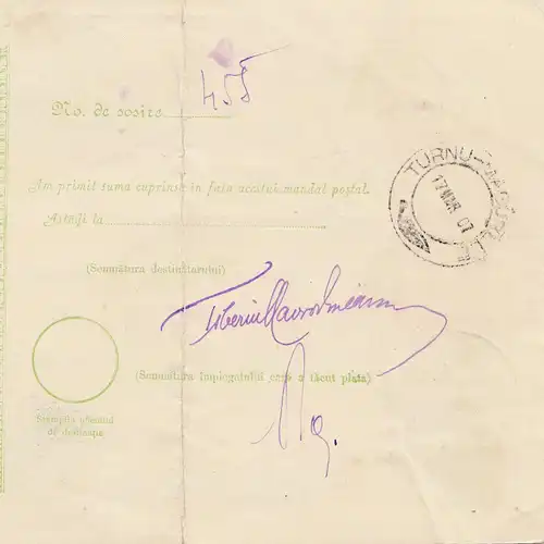 Roumanie: 1907: Mandat du Postal Alexandria après Turnu Magur