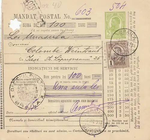 Rumänien: 1913: Mandat Postal Braila