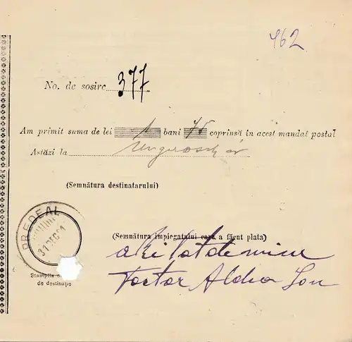 Roumanie: 1913: Mandat Postal Bucuresti après Bedeal