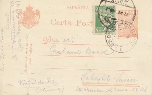 Rumänien: 1923: Ganzsache