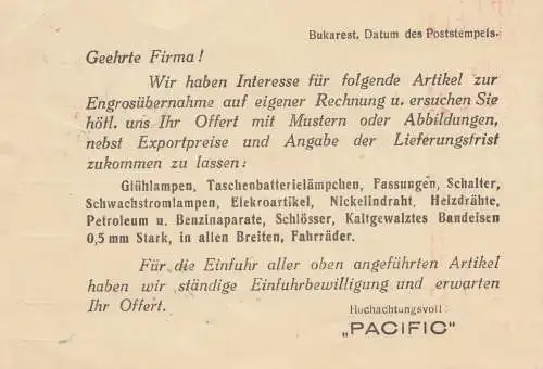 Rumänien: 1941: Bucuresti nach Mähren/Zlin, Zensur