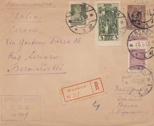 Russland: 1927: Einschreiben Moskau nach Verona