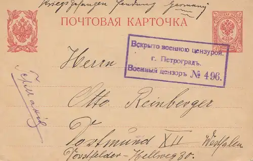 Russie: 1913: Lettre à Dortmund.