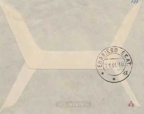 Russie: 1918: Lettre recommandé à Ekatiebo Ekat