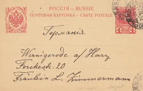 Russie: 1913 Dorpat/Estonie après Werningerode
