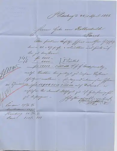 Russie: 1866: Prude vers Paris - Porto