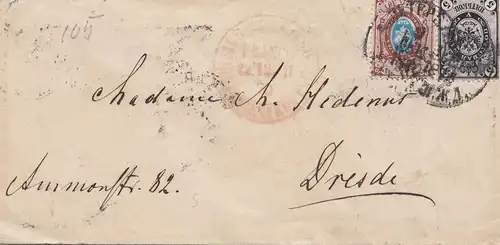 Russie: 1870: Lettre à Dresde