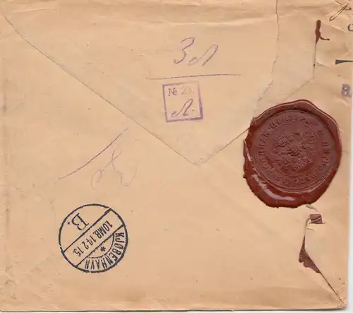 Russie: 1915 Inscription St. Petersbourg à Copenhague