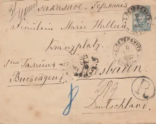 Russie: 1887: Lettre à Wiesbaden
