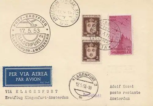 Saint-Marin: 1853: Aéroport de Amsterdam sur Klagenfurt
