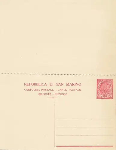 Saint-Marin: 1928 Affaire complète P20 à Berlin, avec carte de réponse