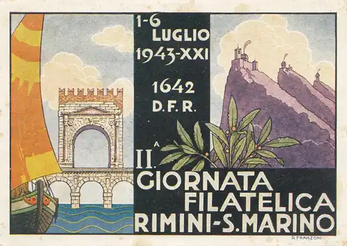 San Marino: 1943 Karte nach Italien