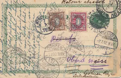 Schweden: 1902: Ganzsache Stockholm nach Göhren