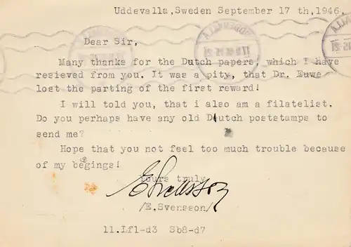 Suède: 1946 Tout Uddevalla à Amsterdam